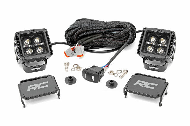 LED Light Ditch Mount 2" Black Pair White DRL Ford Bronco 2021 -1