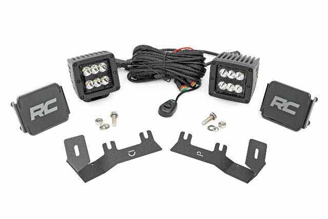 LED Light Ditch Mount 2" Black Pair Spot Chevy/GMC 1500 14-18 -1