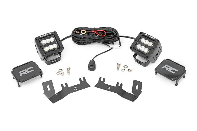 LED Light Ditch Mount 2" Black Pair Flood Chevy/GMC 1500 14-18 -1