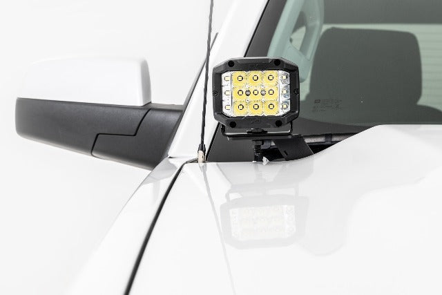 LED Light Ditch Mount 2" Black Pair White DRL Chevy/GMC 1500 14-18 -2