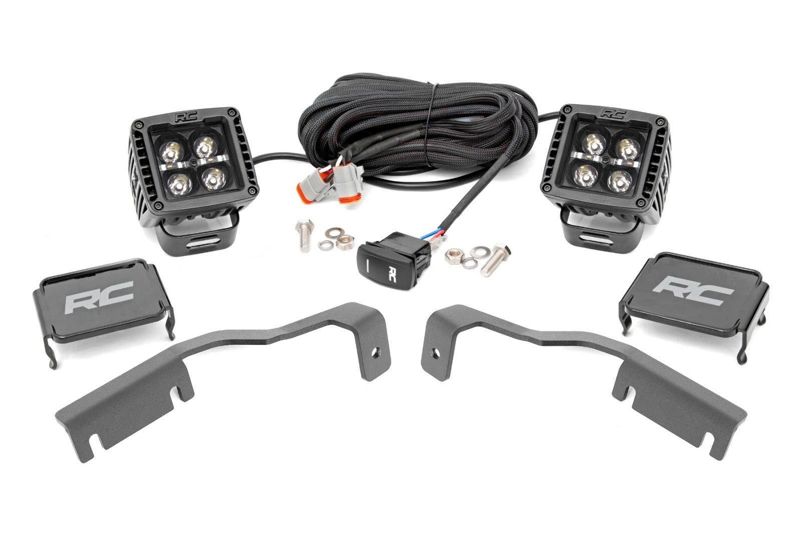 Rough Country LED Light Ditch Mount 2" Black Amber DRL Nissan Frontier 2022 71067