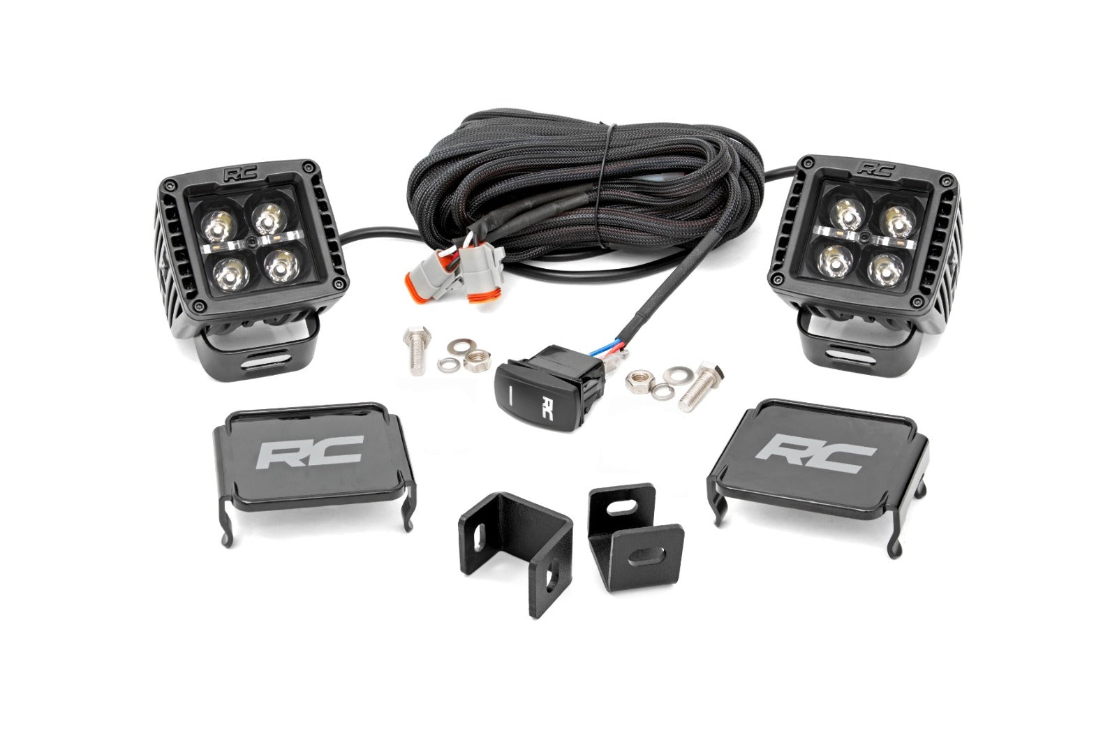 Rough Country LED Light Ditch Mount 2" Black Pr Amber DRL Toyota Tundra 2022 71074