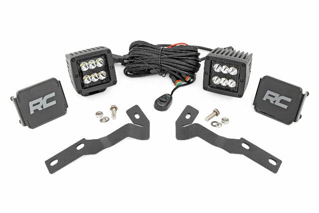 LED Ditch Mount 2" Black Pair Spot Toyota Tacoma 16-23 -1