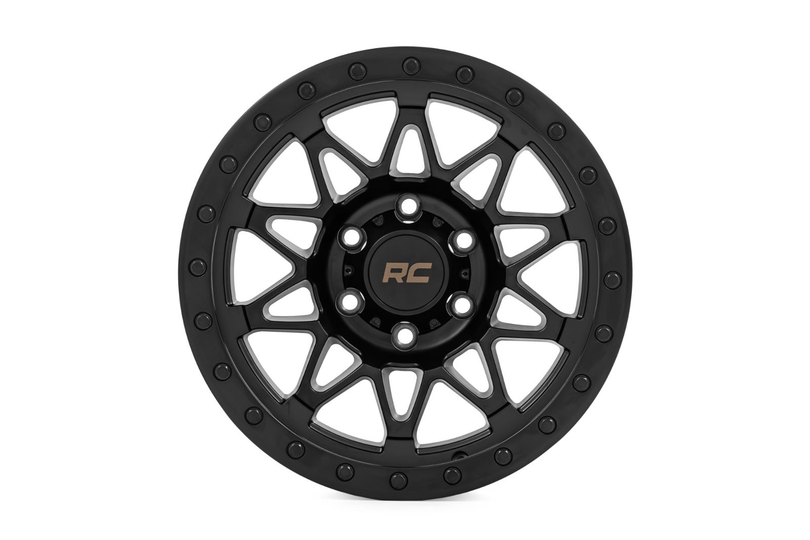 Rough Country 78 Series Wheel Simulated Beadlock Blck 18x9 6x135 -12mm