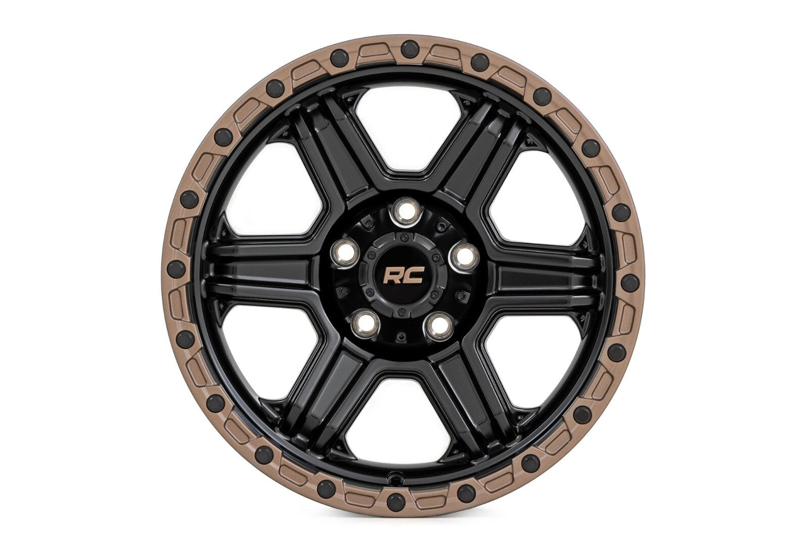 Rough Country 79 Series Wheel 1-Piece Semi Gloss Black w/Bronze Ring 18x9 6x5.5