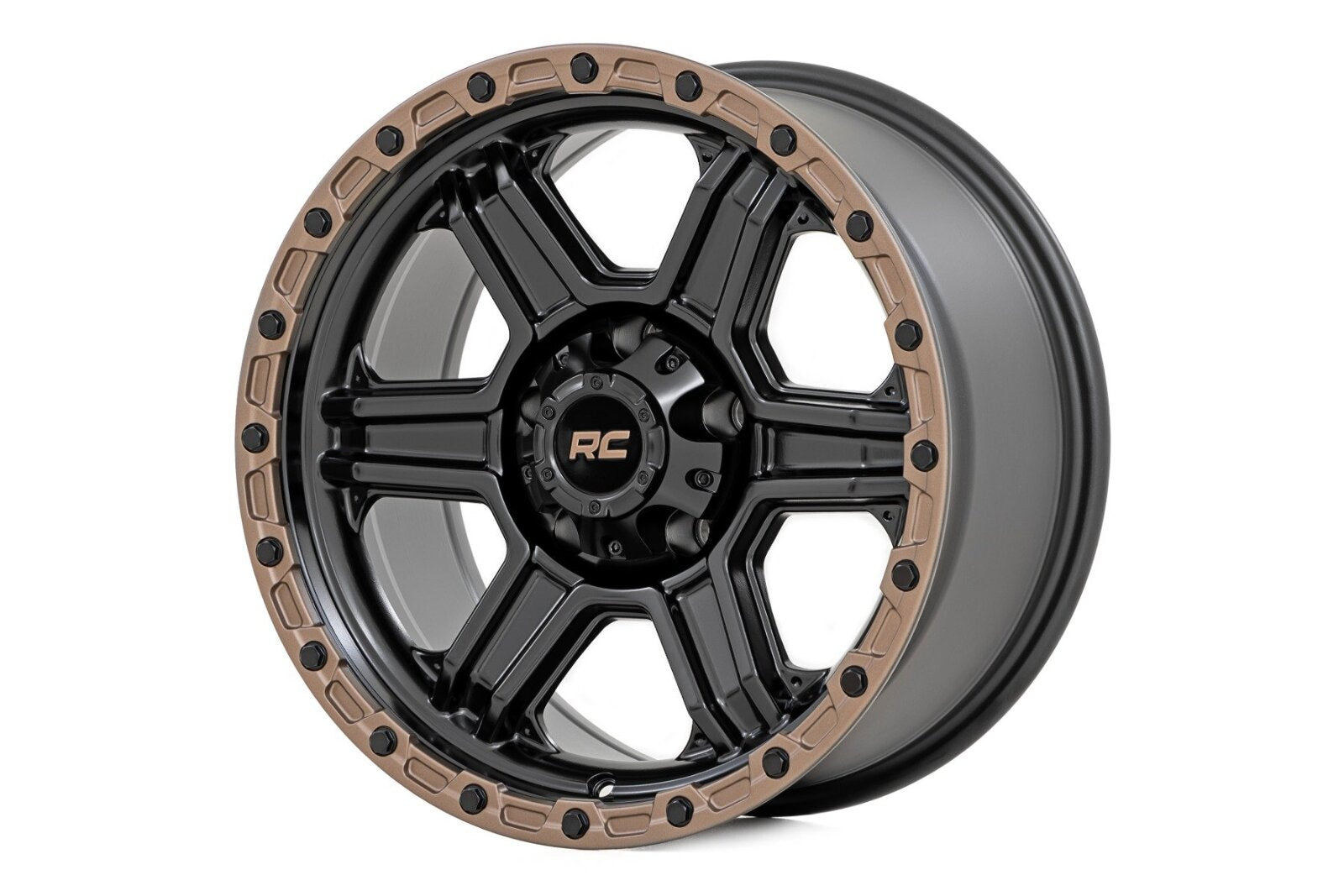 Rough Country 79 Series Wheel 1-Piece Semi Gloss Black w/Bronze Ring 18x9 6x5.5
