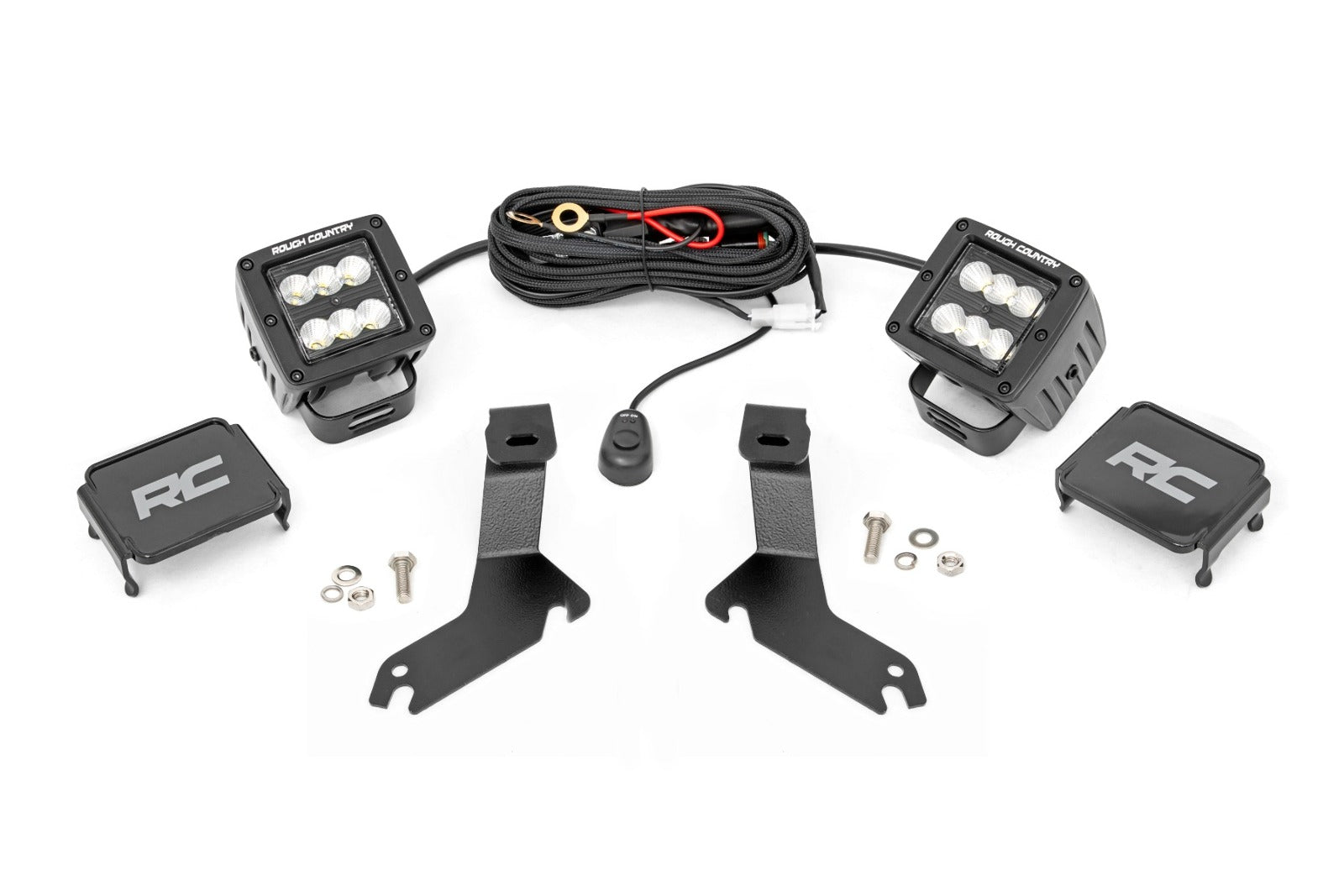 LED Kit Ditch Mount 2" Black Pair Flood Chevy 1500 99-06