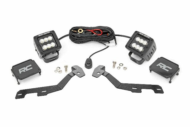 LED Light Kit Ditch Mount 2" Black Pair Flood Ram 1500 19-24 -1