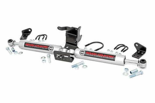 Rough Country Dual N3 Steering Stabilizer for Jeep Wrangler JL 18+ Gladiator JT