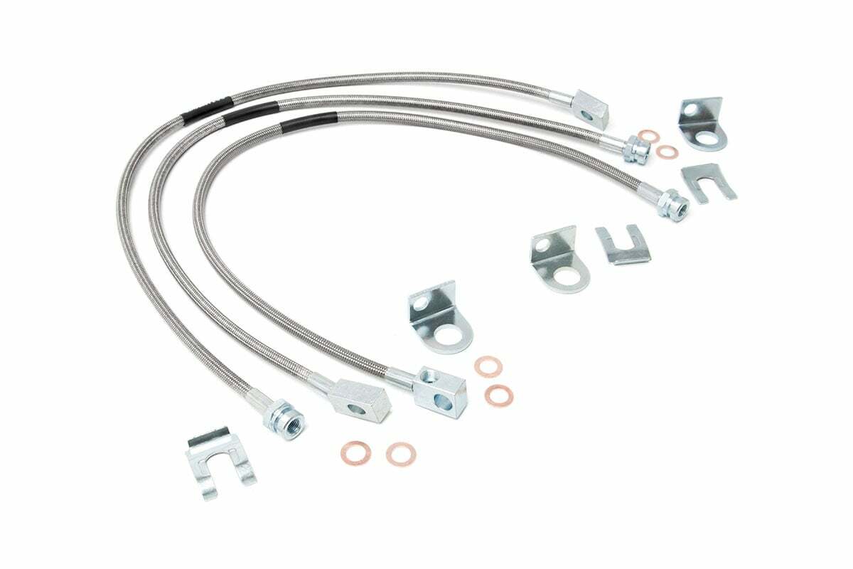 Rough Country Front & Rear Stainless Steel Brake Lines 4-6in Lifts XJ/YJ/TJ 89715