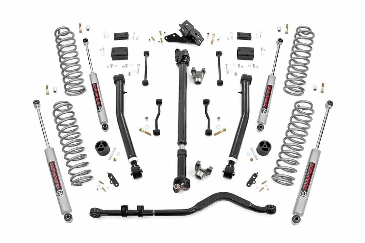 Rough Country 3.5" Lift Kit Stage2 Coils Adj Arms 18+for Wrangler JL Rubicon2dr -1