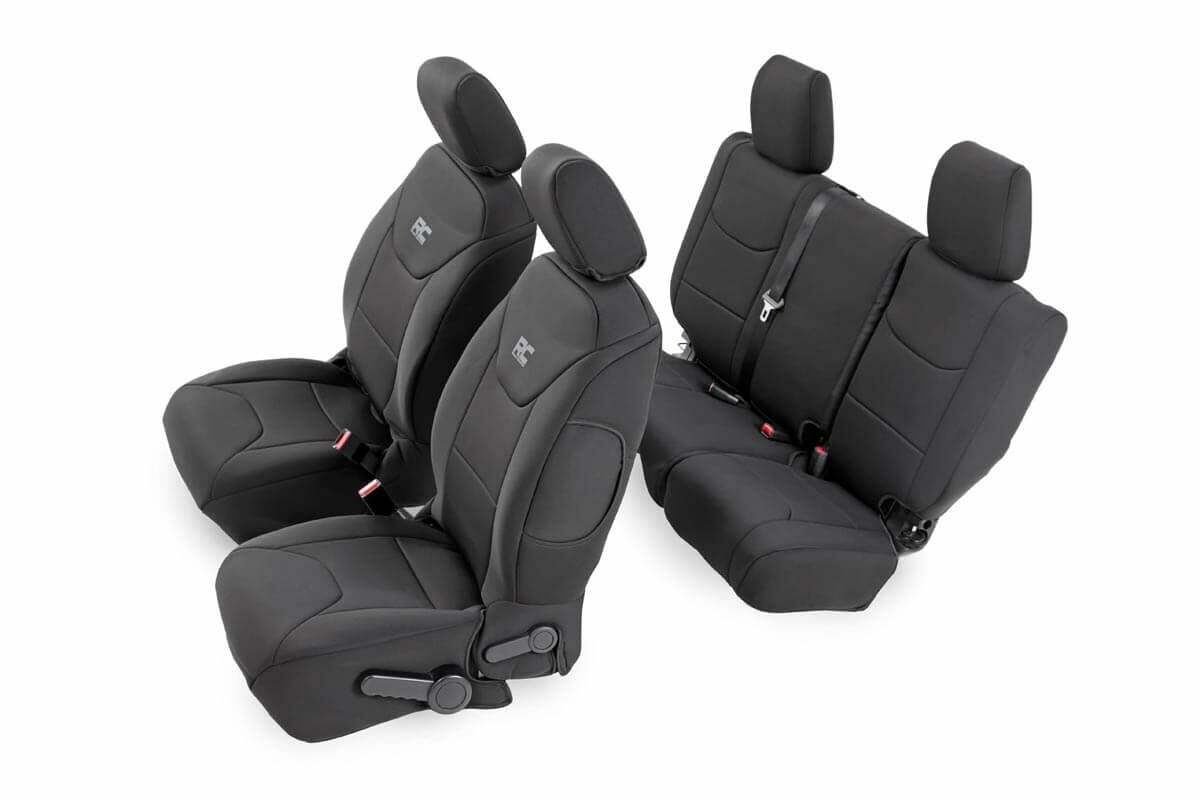 Rough Country Neoprene Seat Cover Set Black 08-10 Wrangler JK Unlimited 91002A