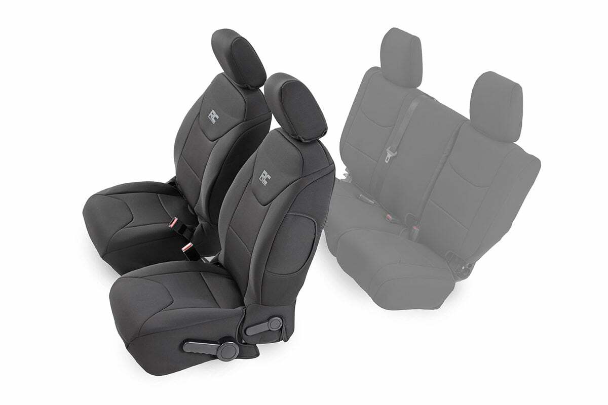Rough Country Neoprene Front Seat Cover Black 13-18 Wrangler JK Unlimited 91004F