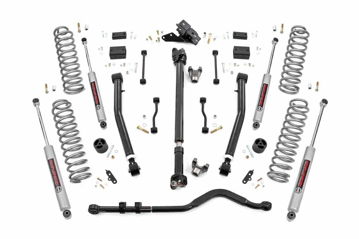 Rough Country 3.5" Lift Kit Adj Lower FR D/S for Jeep Wrangler Unlimited 2024 -1