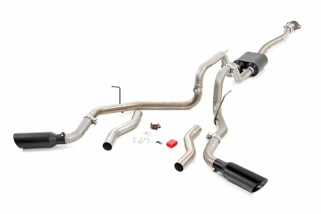 Dual Cat-Back Exhaust Blk Tips 99-06 GM 1500 Ext Cab/SB 4.8L/5.3L -1