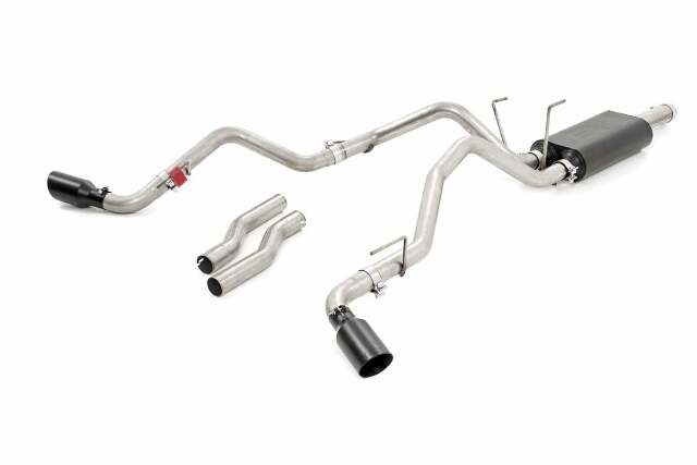 Dual Cat-Back Exhaust BLK Tips 09-18 Ram 1500 V8-4.7L, 5.7L -1