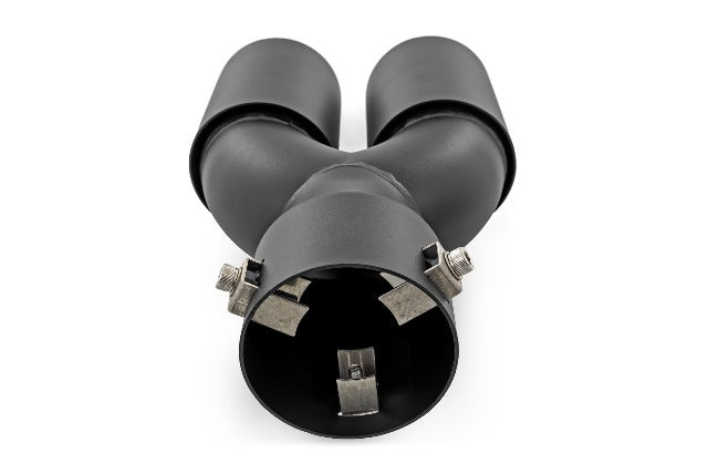 Rough Country Exhaust Tip Black Red RC Logo 2.5-3" Pipe Single Inlet Dual Outlet -5