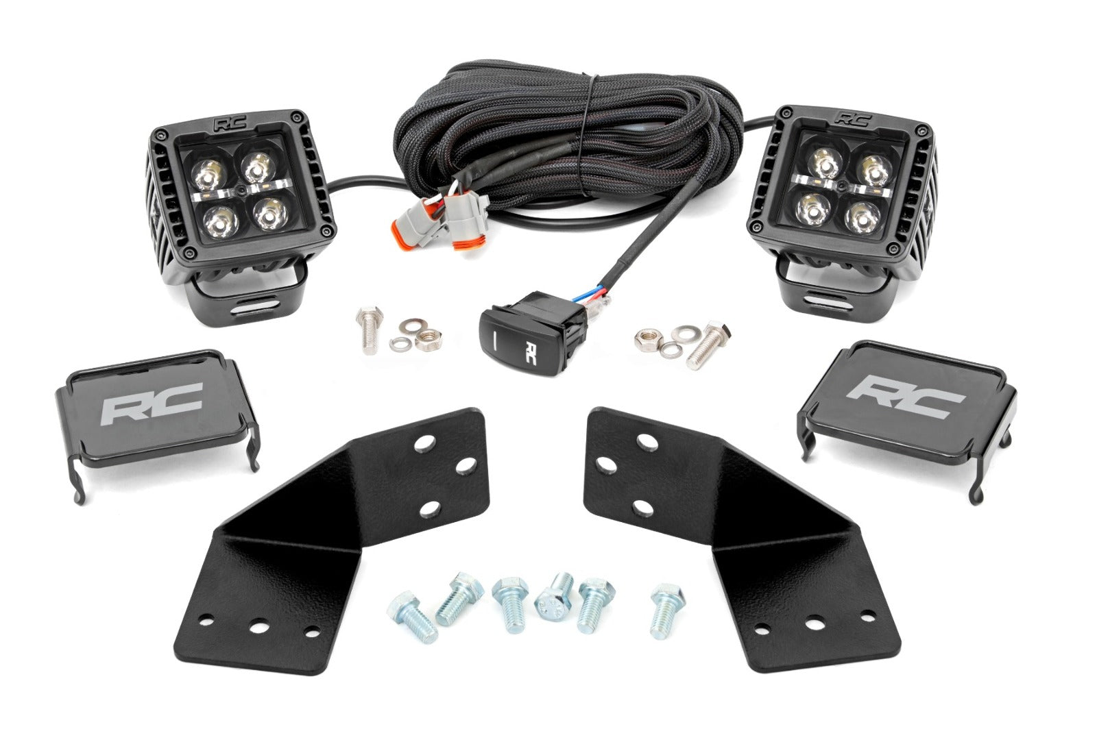 Rough Country LED Lights Rear Mount 2" Black Pair White DRL CFMOTO UFORCE 1000 -1