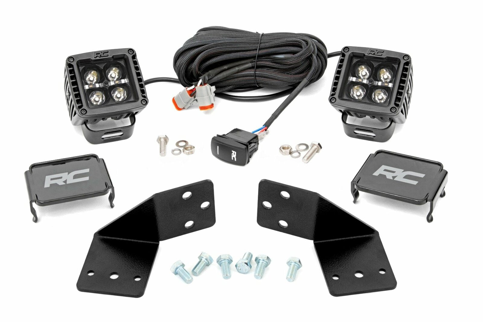 Rough Country LED Lights Rear Mount 2" Black Pair Amber DRL CFMOTO UFORCE 1000 -1