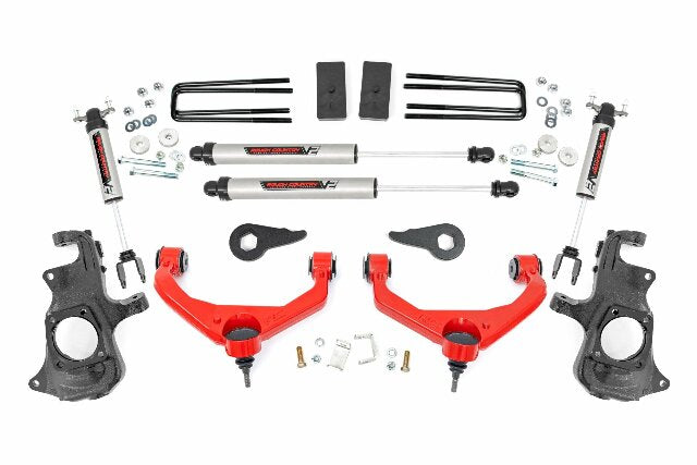 Rough Country 3.5" Knuckle Lift Kit V2 w/ Overloads Chevy/GMC 2500/3500HD 11-19 97670RED