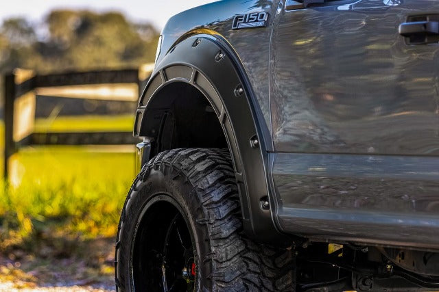 Rough Country Fender Flares Defender UM Agate Black for Ford F150 15-20 A-F11811-UM