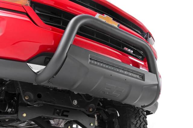 GM 07-18 1500 PU/ 07-19 SUV Bull Bar w/LED Light Bar Black -3