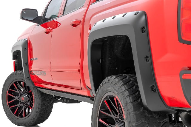 Rough Country Pocket Fender Flares 6'7" & 8' Bed G7C Red Hot Chevy Silverado 1500 14-18/2500HD F-C11412B-G7C