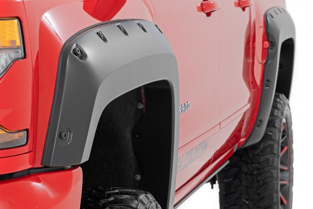 Rough Country Pocket Fender Flares 6'7" & 8' Bed G7C Red Hot Chevy Silverado 1500 14-18/2500HD F-C11412B-G7C