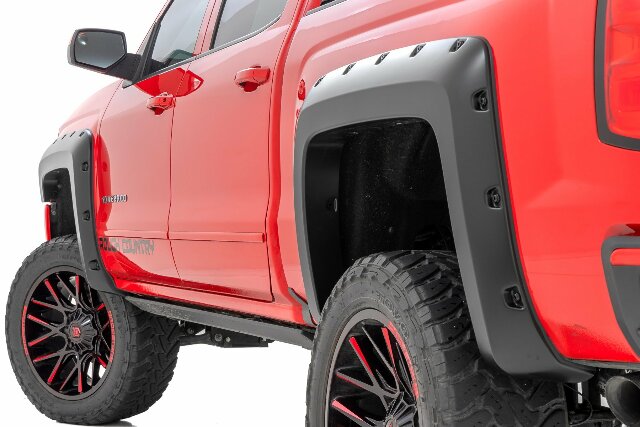 Rough Country Pocket Fender Flares 6'7" & 8' Bed GCN Victory Red Silverado 1500 14-18/2500HD F-C11412B-GCN
