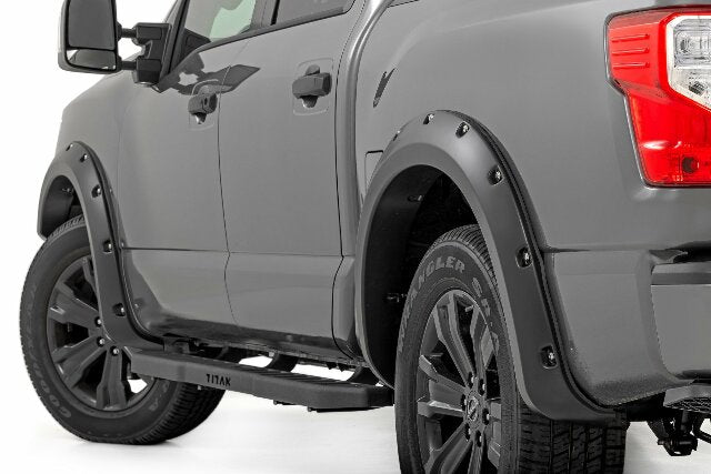 Rough Country Fender Flares KH3 Super Black NO Emble for Nissan Titan Crew 17-24 F-N101705A-KH3