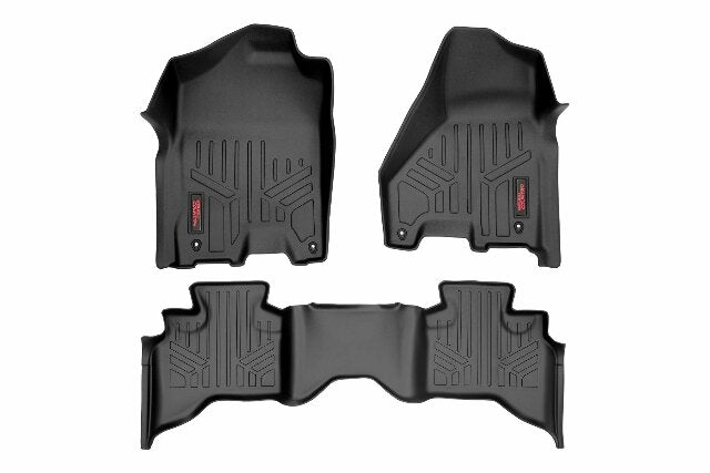 Rough Country HD Floor Mats [F/R]-12-18 Dodge for RAM 1500 Quad Cab Full Console -1