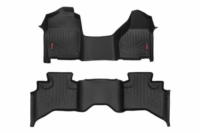 Rough Country HD Floor Mats [F/R]-12-18 Dodge for RAM 1500 Quad Cab Half Console -1
