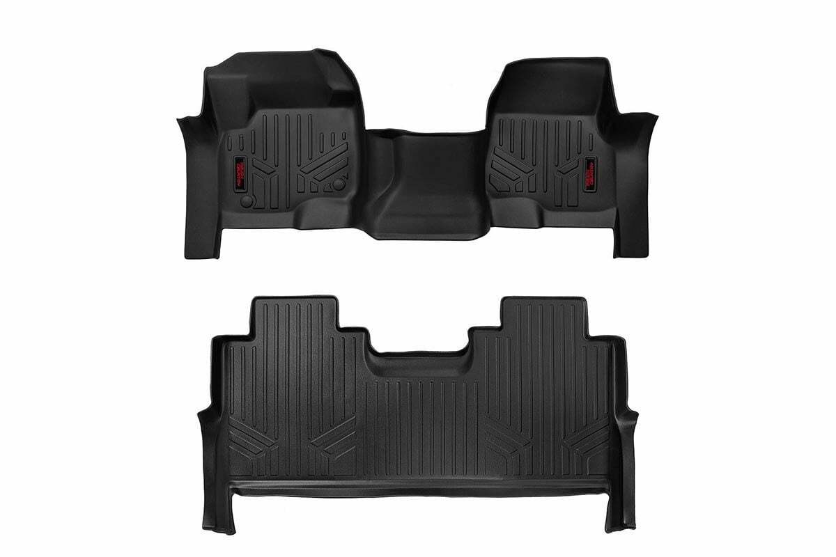 Rough Country HD Floor Mats [F/R]-17-26 for Ford Super Duty Crew Cab Bench Seats M-51173