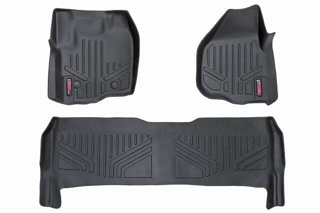 Rough Country HD Floor Mats [F/R]-12-16 for Ford Sup uty Crew Cab Raised Pedal -1