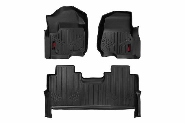 Rough Country HD Floor Mats [F/R]-17-20 for Ford Sup uty Crew Cab Bucket Seats -1