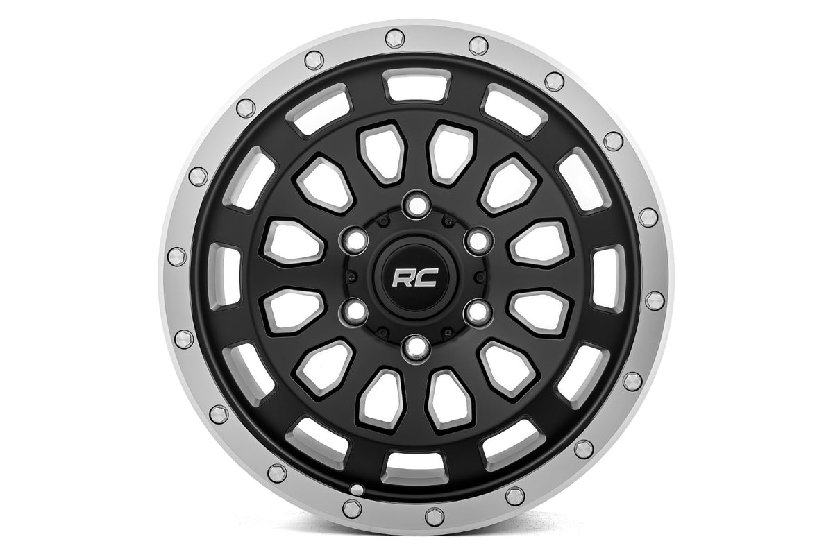 Rough Country 87 Series Wheel Simulated Beadlock Black/Machined 17x8.5 6x5.5 0mm 87170912BA
