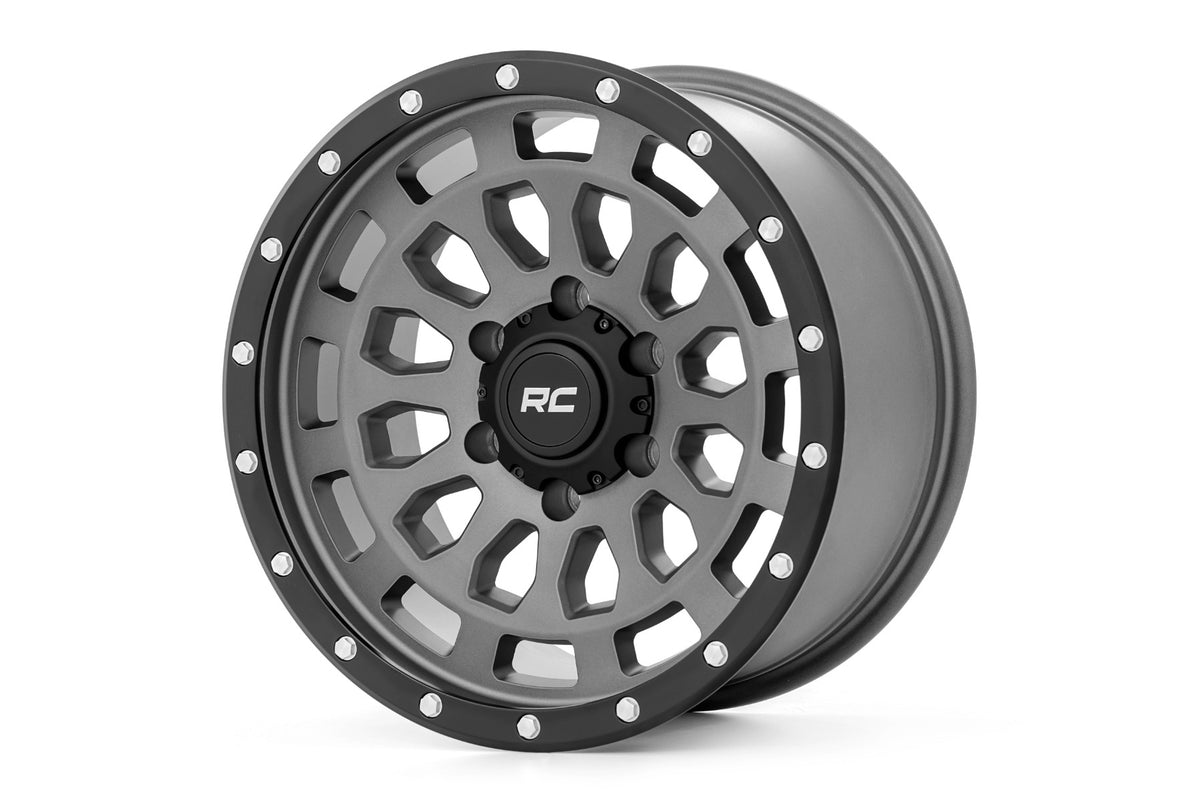 Rough Country 87 Series Wheel Simulated Beadlock Gray/Black 17x8.5 6x5.5 +0mm 87170912GA