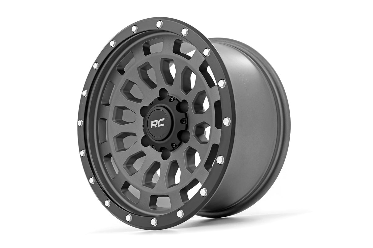 Rough Country 87 Series Wheel Simulated Beadlock Gray/Black 17x8.5 6x5.5 +0mm 87170912GA