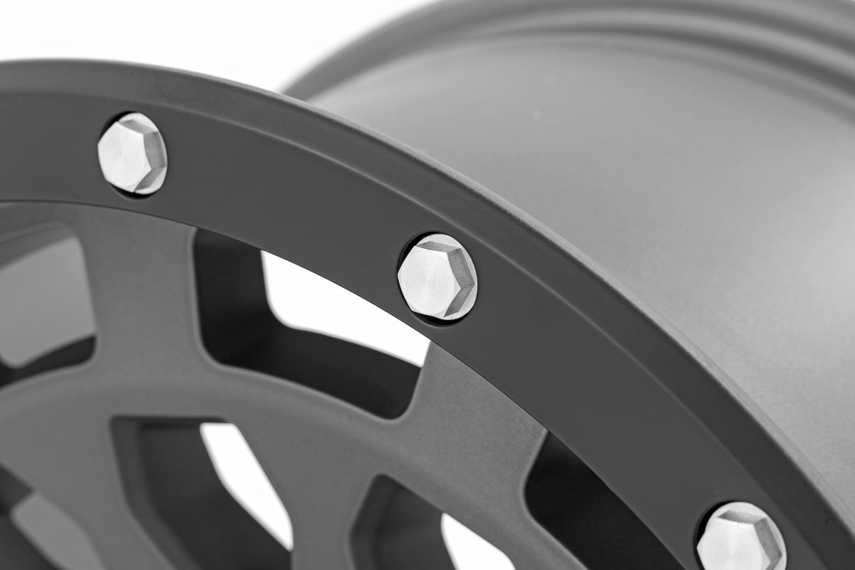 Rough Country 87 Series Wheel Simulated Beadlock Gray/Black 17x8.5 6x5.5 +0mm 87170912GA
