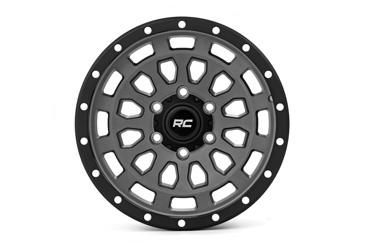 Rough Country 87 Series Wheel Simulated Beadlock Gray/Black 17x8.5 6x5.5 +0mm 87170912GA