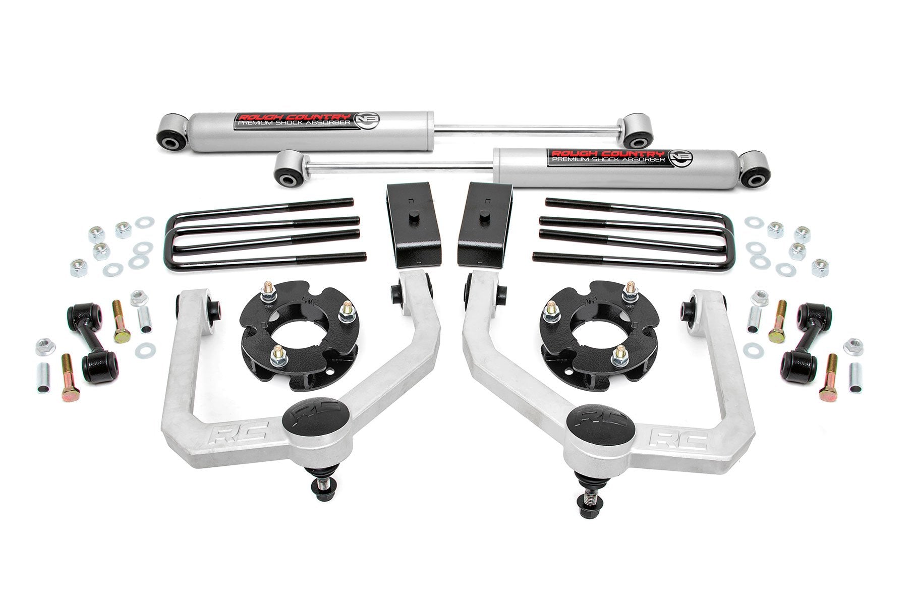 Rough Country 3in Bolt-On Lift Kit Strut Spacers For Nissan 04-21 Titan 83430