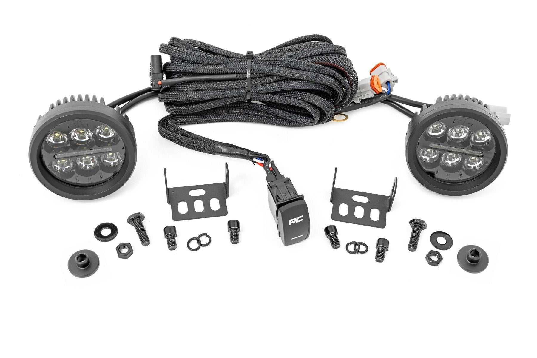 Rough Country LED Light Ditch Mount 3.5" Black Round Pair Ford Bronco 21-22 71078