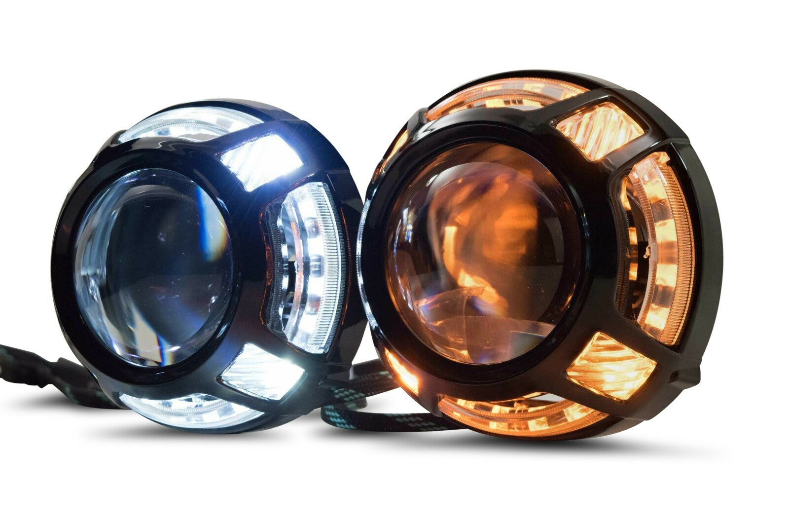 Morimoto Panamera 2.0 Projector Shroud (Black) (White/Amber LED Switchback) -4