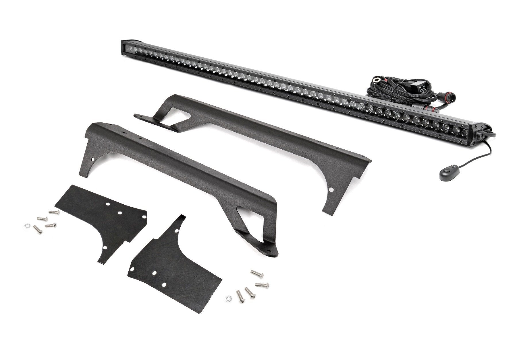 Rough Country 50-inch Straight LED Light Bar Kit Single Black LED fits 97-06 TJ 70588BLDRL