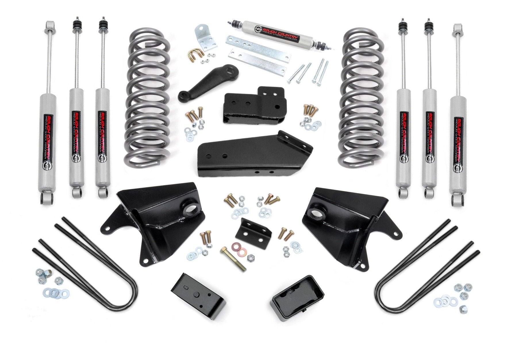 Rough Country 4" Lift Kit Quad Frt Shocks Rear Blocks for Ford Bronco 4wd 80-96 465B33